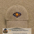 Casquette baseball Beige foncé délavé 100% coton avec visuel Galaxie système solaire 7 cm - image produit principale