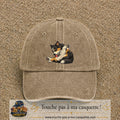 Casquette baseball Beige foncé délavé 100% coton avec motif Chien joueur 7 cm - image principale