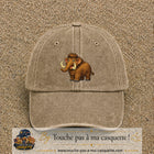 Casquette Beige foncé délavé 100% coton avec motif Mammouth cartoon 7 cm - image principale