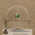 Casquette baseball Beige foncé délavé 100% coton avec visuel Colibri tropical 5 cm - image produit principale