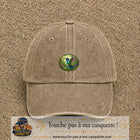 Casquette baseball Beige foncé délavé 100% coton avec visuel Colibri tropical 5 cm - image produit principale