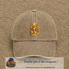 Casquette baseball Beige foncé délavé 100% coton avec motif Lion astrologique 7 cm - image principale