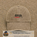 Casquette Beige foncé délavé 100% coton avec motif Social Battery Low 3 cm - image principale