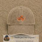 Casquette Beige foncé délavé motif Poulpe marin 5 cm - vue principale