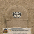 Casquette Beige foncé délavé motif Chiot peluche 7 cm - vue principale