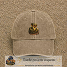 Casquette baseball Beige foncé délavé 100% coton avec visuel Cobra réaliste 7 cm - image produit principale