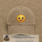 Casquette Beige foncé délavé motif Smiley joyeux 7 cm - vue principale