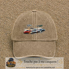 Casquette baseball Beige foncé délavé 100% coton avec motif Voitures de course 7 cm - image principale