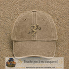 Casquette Beige foncé délavé 100% coton avec motif Momie effrayante 7 cm - image principale