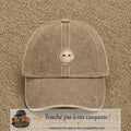 Casquette Beige foncé délavé motif Lune kawaii 5 cm - vue principale