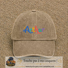 Casquette baseball Beige foncé délavé 100% coton avec visuel Prénom Arthur coloré 7 cm - image produit principale