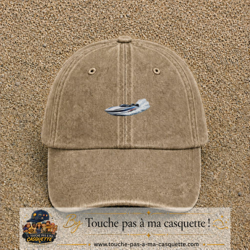 Casquette baseball Beige foncé délavé 100% coton avec motif Bateau rapide 5 cm - image principale
