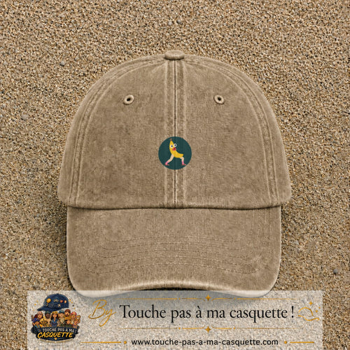 Casquette baseball Beige foncé délavé 100% coton avec visuel Banane drôle 3 cm - image produit principale