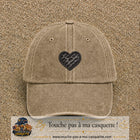 Casquette Beige foncé délavé motif Cœur félin 5 cm - vue principale