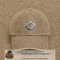 Casquette Beige foncé délavé motif Rose grise 7 cm - vue principale