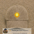 Casquette baseball Beige foncé délavé 100% coton avec motif Soleil rayonnant 7 cm - image principale