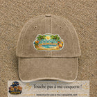 Casquette Beige foncé délavé motif Plage tropicale Beach 7 cm - vue principale