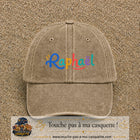 Casquette baseball Beige foncé délavé 100% coton avec visuel Prénom Raphaël coloré 7 cm - image produit principale