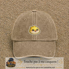 Casquette Beige foncé délavé motif Poussin joyeux 5 cm - vue principale