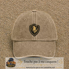 Casquette baseball Beige foncé délavé 100% coton avec visuel Écusson rhinocéros 7 cm - image produit principale