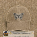 Casquette Beige foncé délavé motif Papillon graphique 7 cm - vue principale