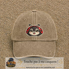Casquette Beige foncé délavé motif Coccinelle rouge 7 cm - vue principale