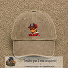 Casquette Beige foncé délavé 100% coton avec motif Garçon casquette rouge et lunettes 7 cm - image principale