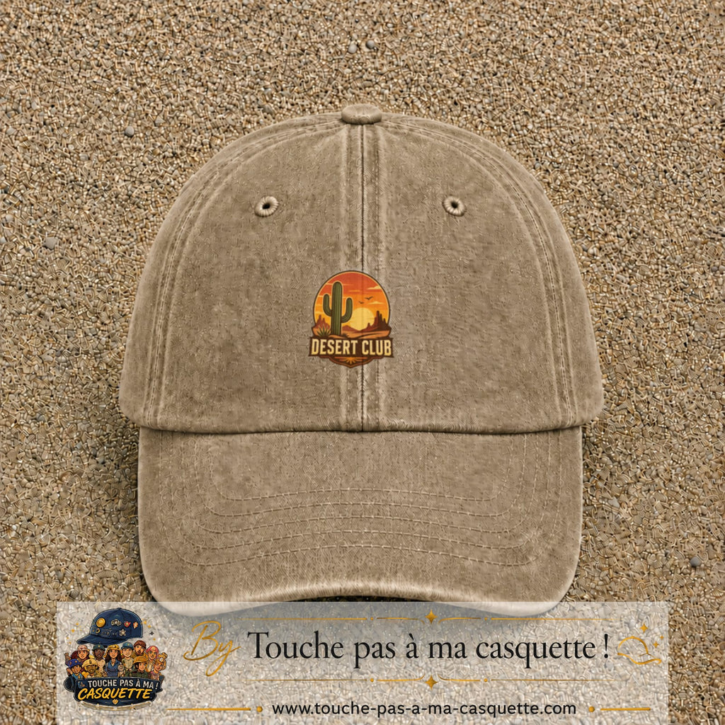Casquette Beige foncé délavé 100% coton avec motif Desert Club cactus 5 cm - image principale