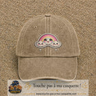 Casquette Beige foncé délavé motif Arc-en-ciel nuageux 7 cm - vue principale