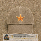 Casquette baseball Beige foncé délavé 100% coton avec visuel Étoile de mer 7 cm - image produit principale