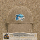 Casquette Beige foncé délavé motif Dauphin souriant 7 cm - vue principale