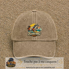 Casquette Beige foncé délavé 100% coton avec motif Surfing Wolf 7 cm - image principale