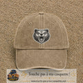 Casquette Beige foncé délavé motif Ours rugissant 7 cm - vue principale