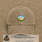 Casquette baseball Beige foncé délavé 100% coton avec visuel Mouton à la ferme 5 cm - image produit principale