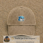 Casquette Beige foncé délavé motif Dauphin souriant 5 cm - vue principale