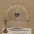Casquette Beige foncé délavé motif Chaton mignon 5 cm - vue principale
