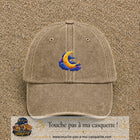 Casquette baseball Beige foncé délavé 100% coton avec motif Lune croissant 5 cm - image principale