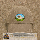 Casquette baseball Beige foncé délavé 100% coton avec visuel Mouton à la ferme 7 cm - image produit principale