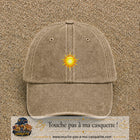 Casquette baseball Beige foncé délavé 100% coton avec motif Soleil rayonnant 3 cm - image principale