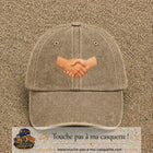 Casquette Beige foncé délavé 100% coton avec motif Poignée de main 5 cm - image principale