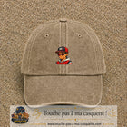 Casquette Beige foncé délavé 100% coton avec motif Garçon casquette rouge et lunettes 5 cm - image principale