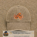 Casquette Beige foncé délavé motif Poulpe marin 7 cm - vue principale
