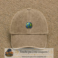Casquette baseball Beige foncé délavé 100% coton avec visuel Terre compas 5 cm - image produit principale