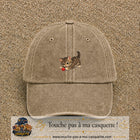 Casquette baseball Beige foncé délavé 100% coton avec motif Chaton joueur 5 cm - image principale