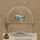 Casquette baseball Beige foncé délavé 100% coton avec motif Paysage montagne lac 5 cm - image principale