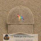 Casquette Beige foncé délavé 100% coton avec motif Zèbre arc-en-ciel 7 cm - image principale