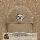 Casquette Beige foncé délavé motif Panda souriant 7 cm - vue principale