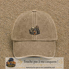 Casquette Beige foncé délavé 100% coton avec motif Squelette chevalier château 5 cm - image principale