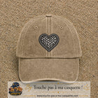 Casquette Beige foncé délavé motif Cœur dentelle safari 7 cm - vue principale