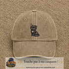 Casquette Beige foncé délavé motif Chaton assis 7 cm - vue principale